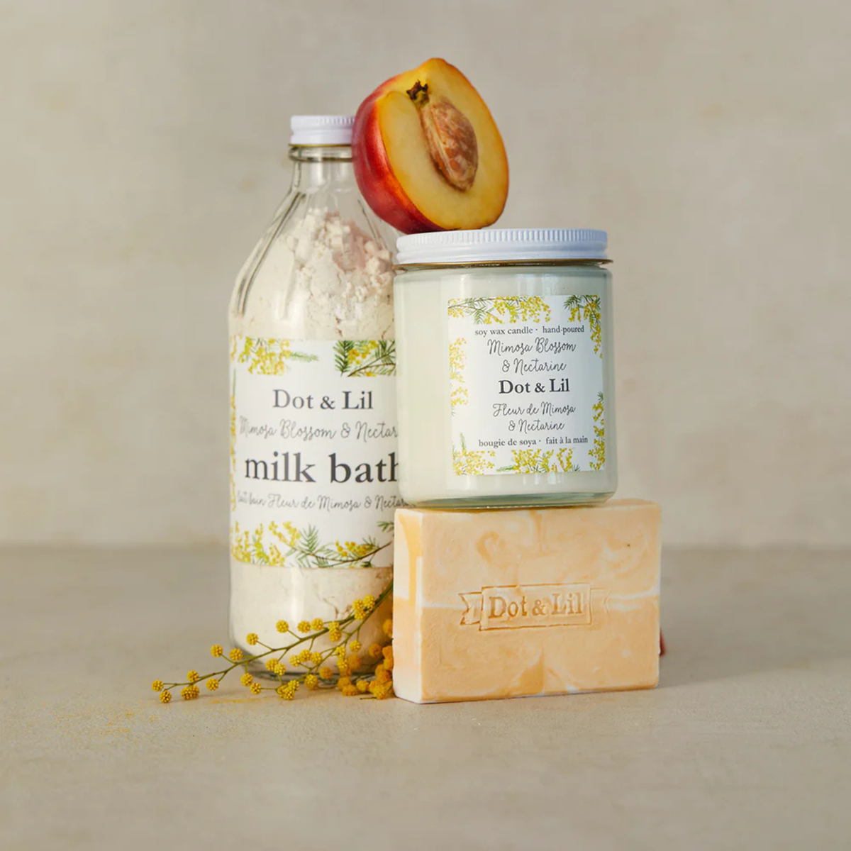 Lait de bain Fleur de mimosa et nectarine - Dot & Lil Dot & Lil