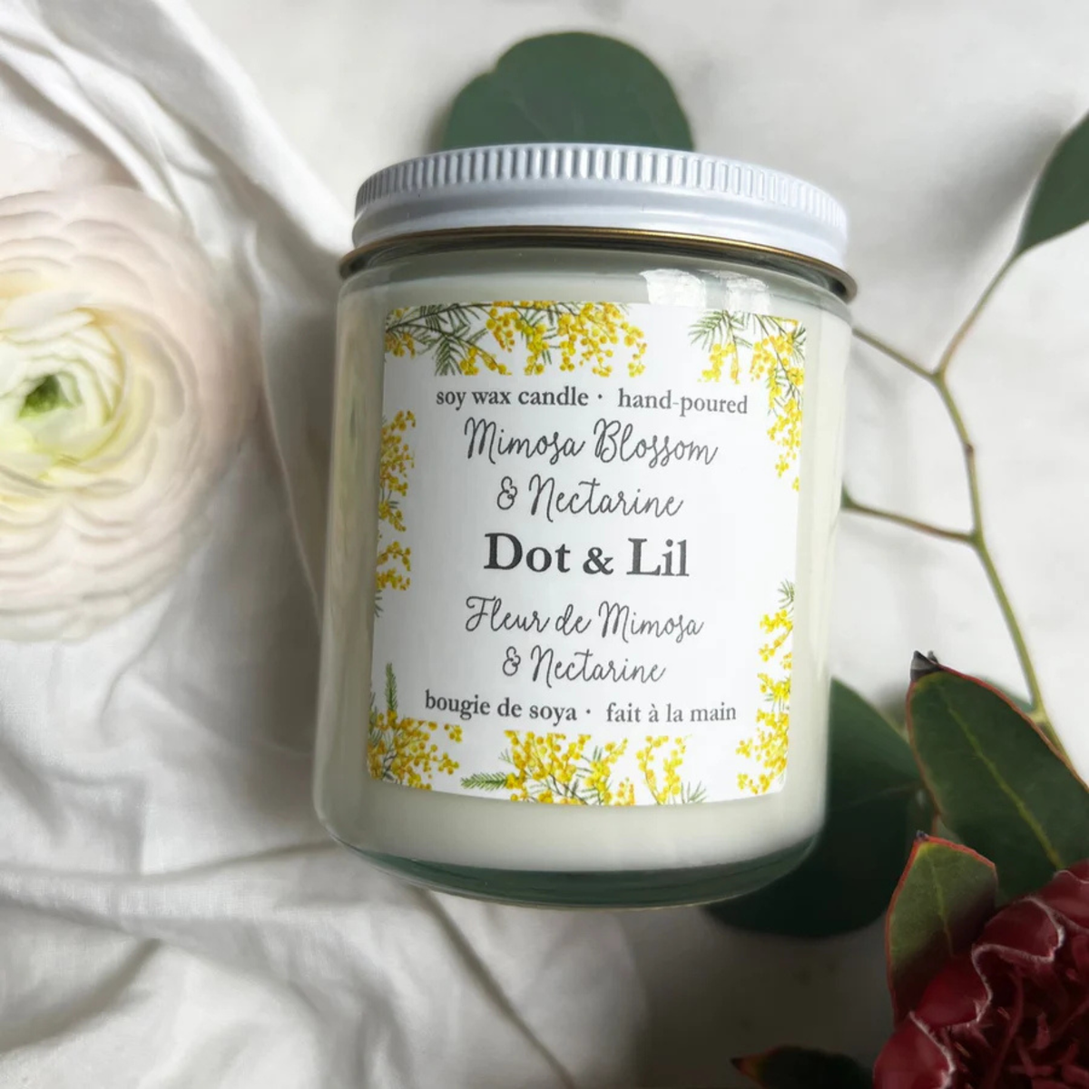 Chandelle de soya Mimosa et nectarine - Dot & Lil Dot & Lil