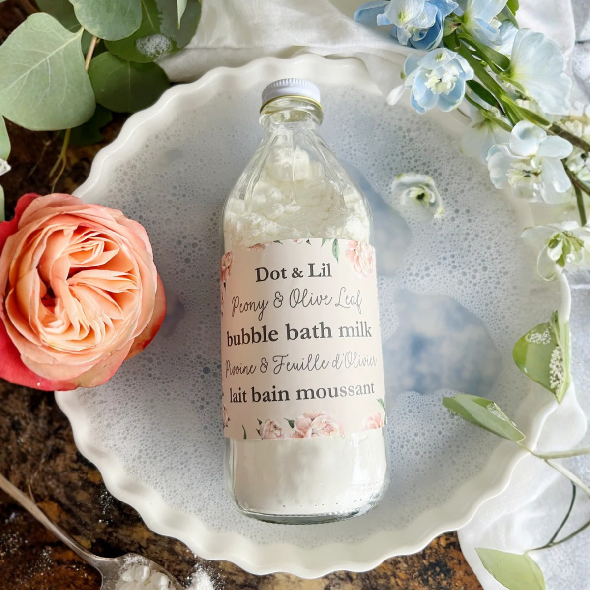 Lait de bain moussant Pivoine & feuille d’olivier - Dot & Lil Dot & Lil