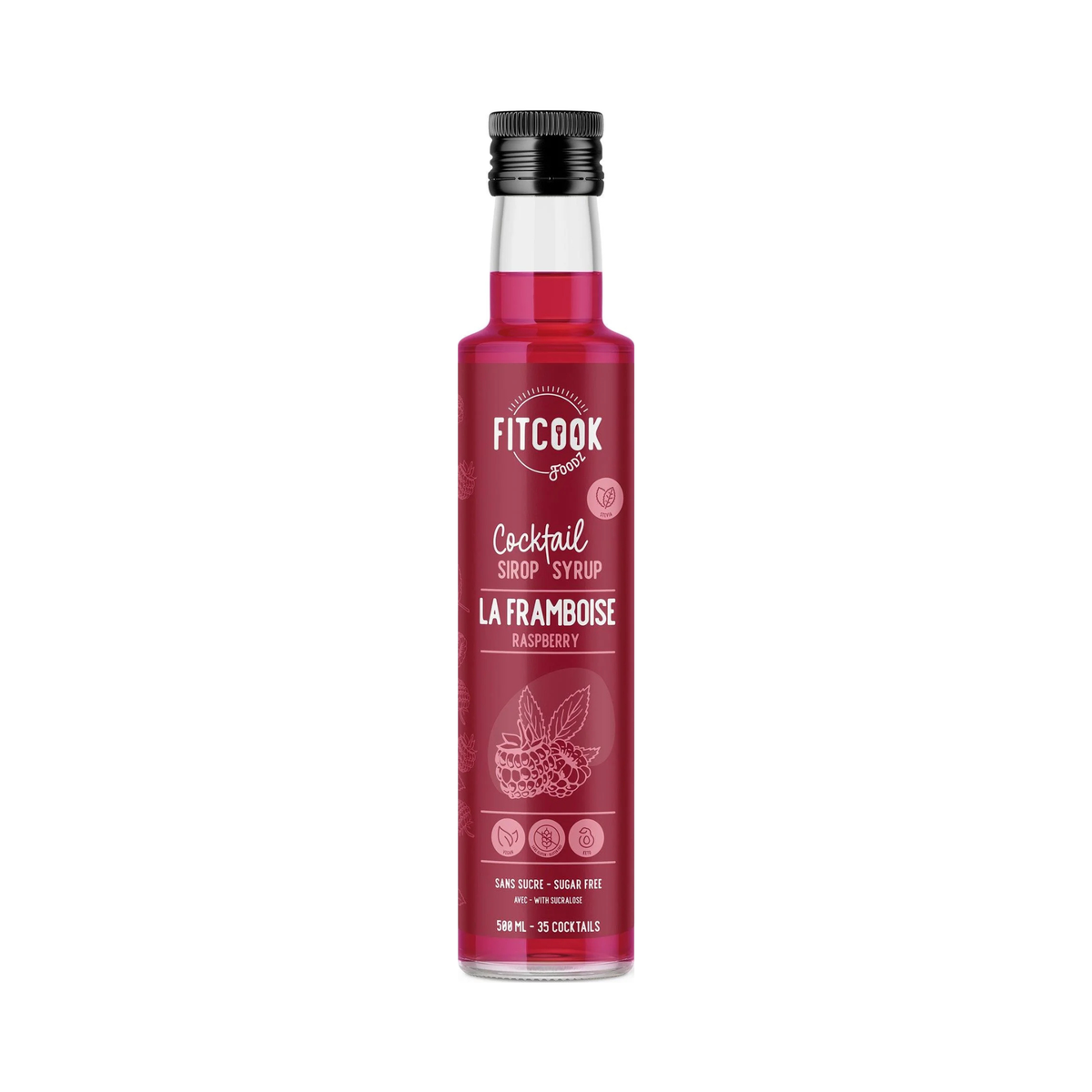 Sirop à cocktail sans sucre à la framboise 500 ml - Le Fit Cook Le Fit Cook