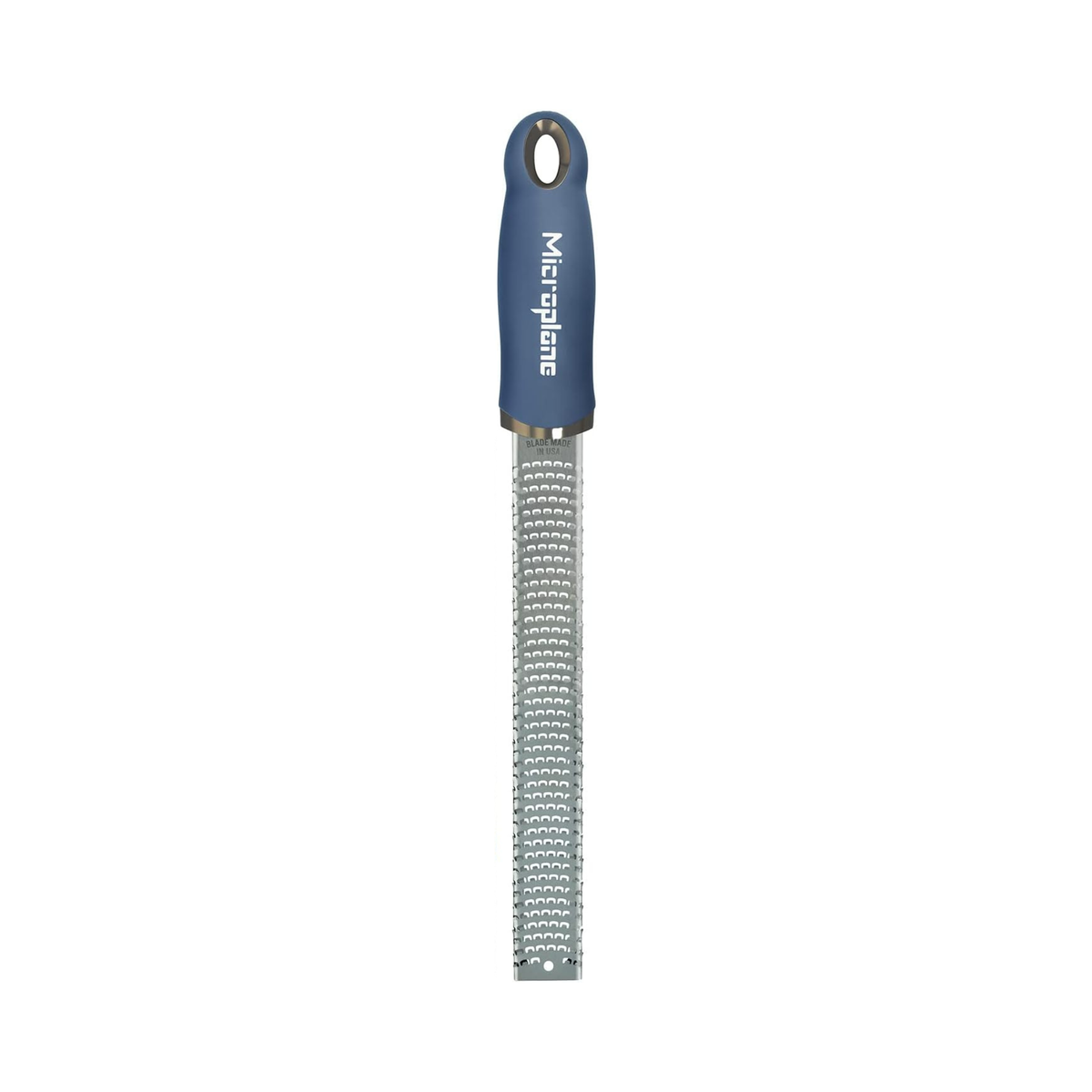 Râpe zesteur bleu denim 32 cm en acier inoxydable pour zestes d’agrumes et épices fines