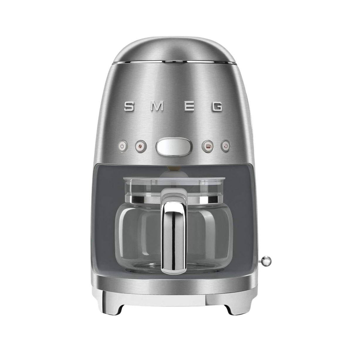 Machine à café filtre Inox Smeg design rétro avec intensité réglable et fonction Keep Warm.