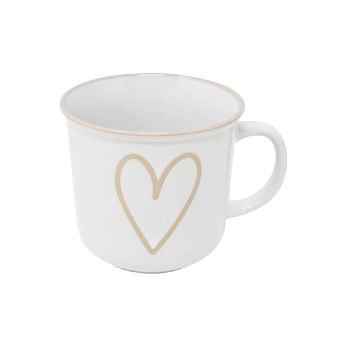 Tasse crème 400 ml avec cœur décoratif pour café, thé ou chocolat chaud