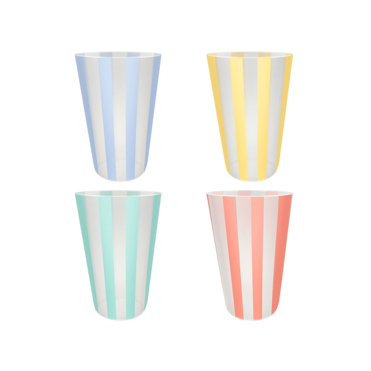 Ensemble de 4 verres en plastique à rayures 500 ml pour boissons estivales
