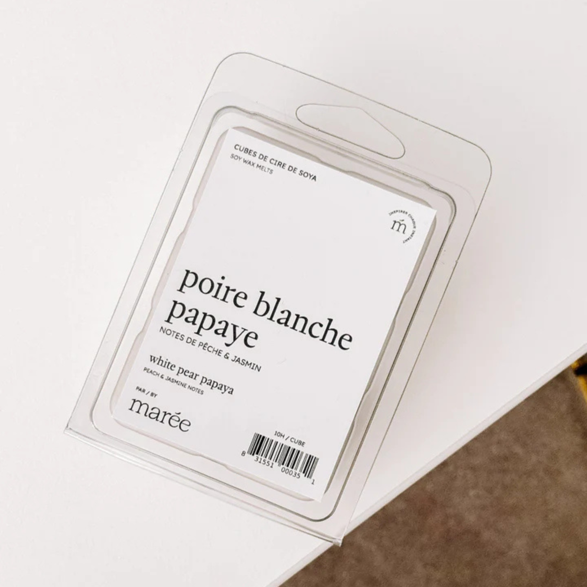 Cubes de cire de soya poire blanche et papaye pour parfum fruité et exotique