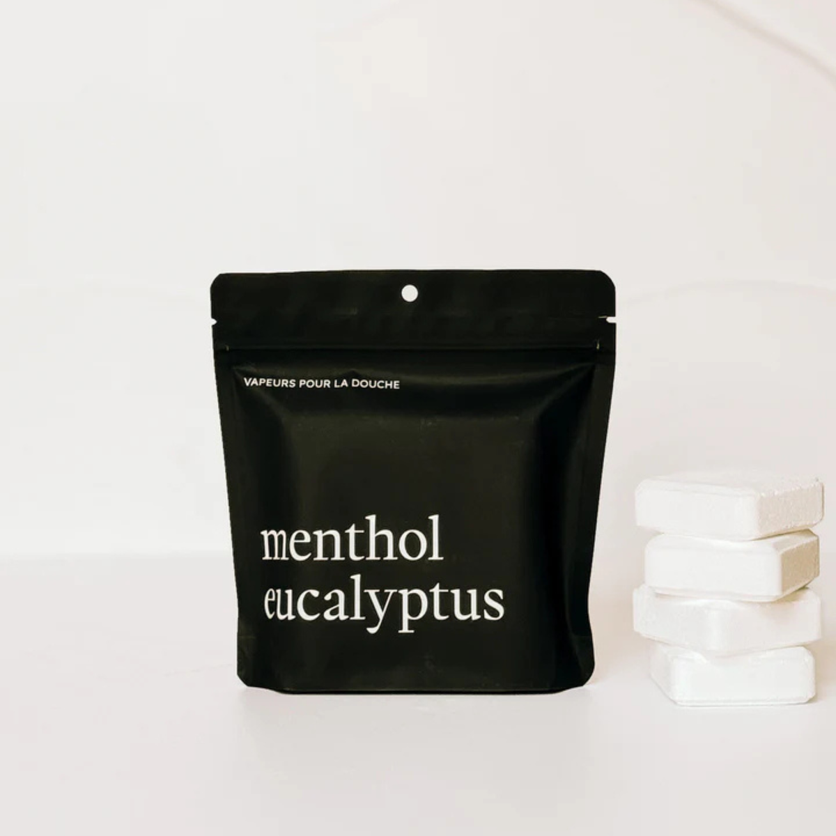 Ensemble de 4 sachets vapeurs de douche menthol et eucalyptus Marée Chandelles 200g