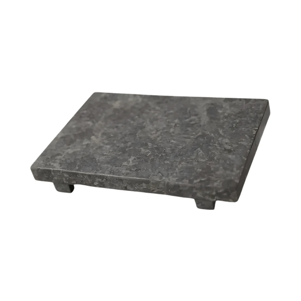 Grand plateau en marbre gris surélevé de 43 cm pour présentation élégante de fromages et charcuteries