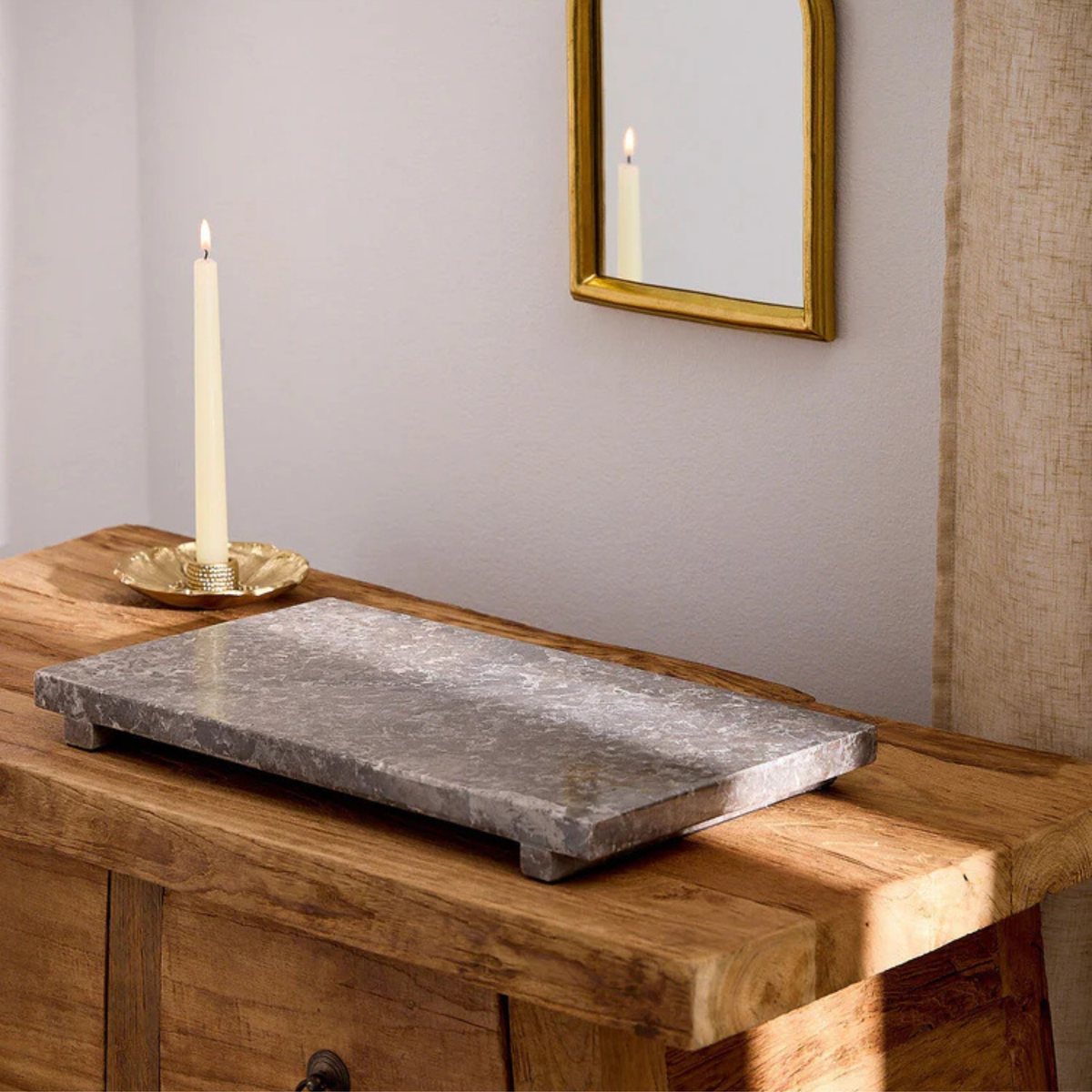 Grand plateau en marbre gris 43 cm - Crusoë 