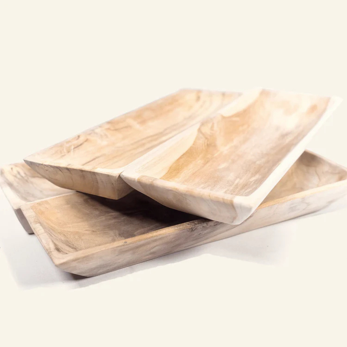 Plateau de service rectangulaire en bois de teck 28 cm - Crusoë 