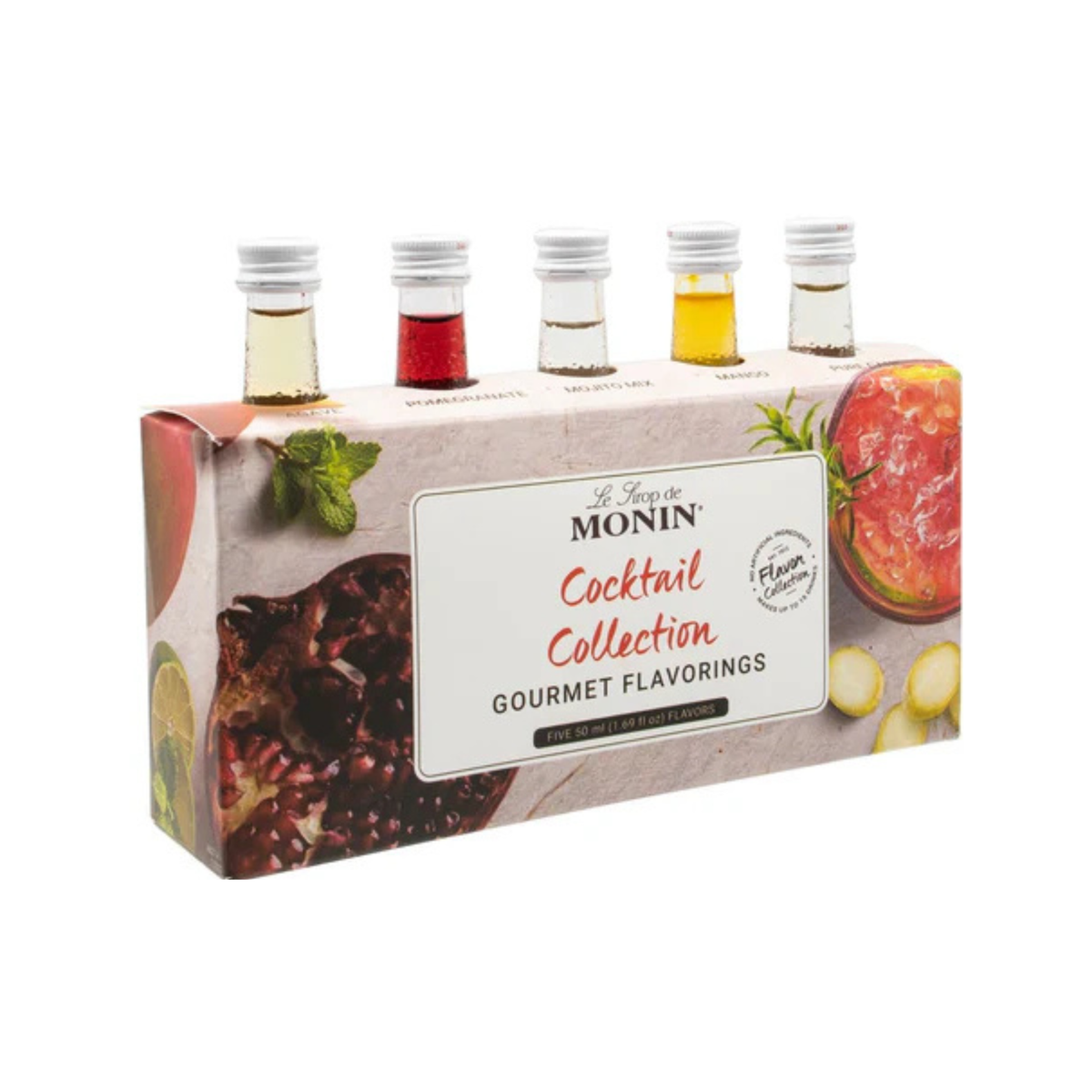 Coffret de 5 minis sirops Monin pour cocktails variés comme mojitos et margaritas