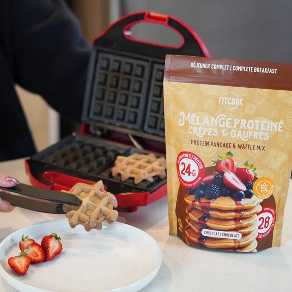 Mélange protéiné chocolat pour crêpes et gaufres sans gluten 525 g – Le Fit Cook 