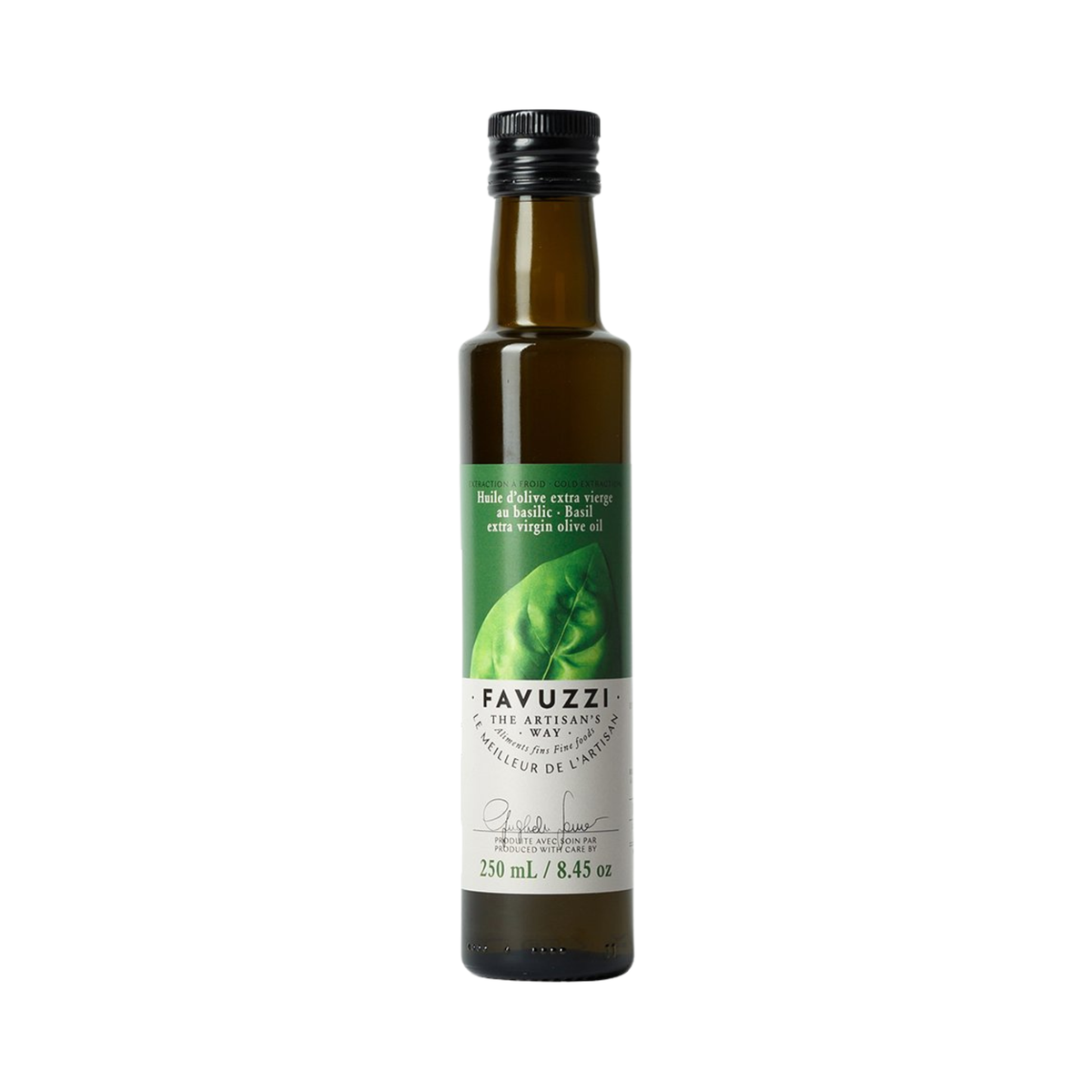 Huile d'olive extra vierge au basilic 250 ml - Favuzzi 