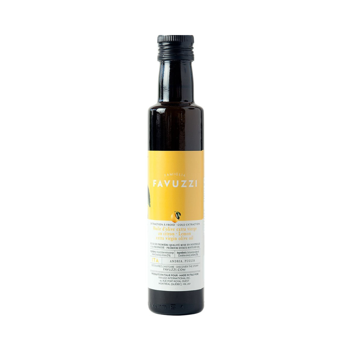 Huile d'olive extra vierge au citron 250 ml - Favuzzi 