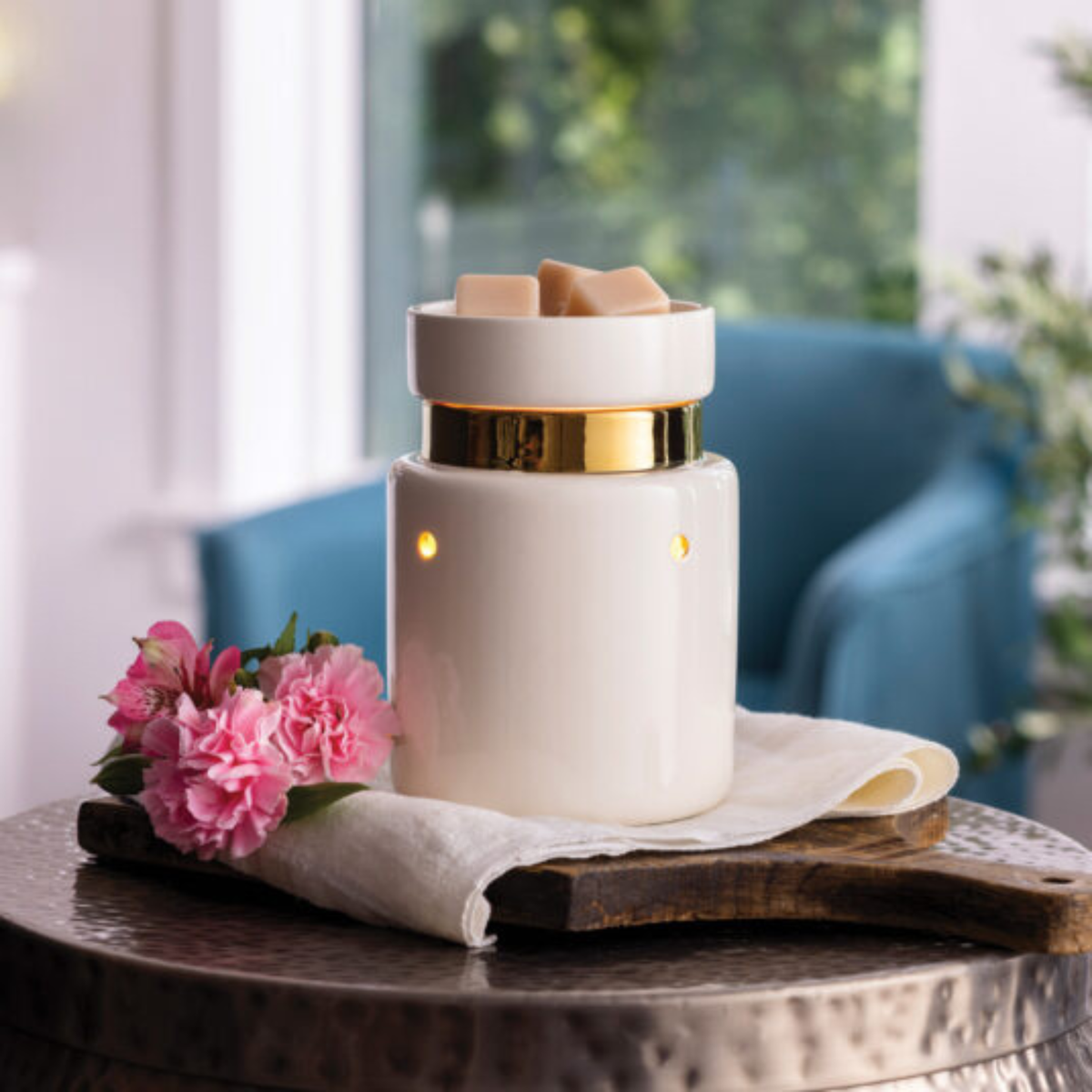 Diffuseur de cire blanc et or