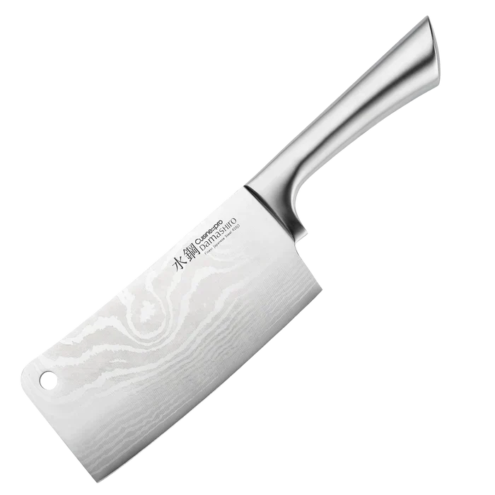 Cuisine::pro® Damashiro® 6.5" couperet knife with Japanese steel and Damascus-inspired blade design.