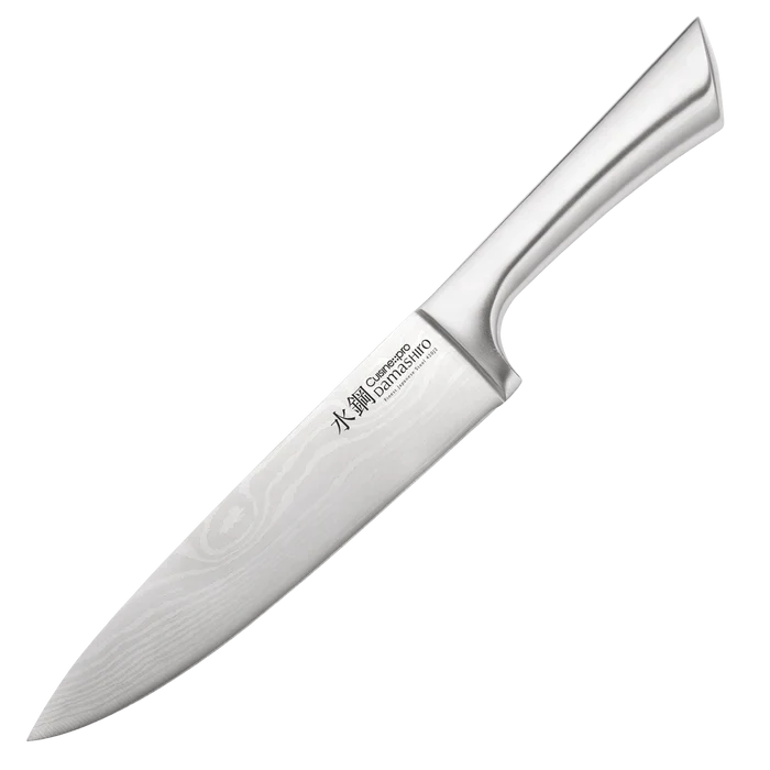 couteau de chef 8" Damashiro® Cuisine::pro® avec lame en acier japonais Damassé, incurvé pour une coupe précise