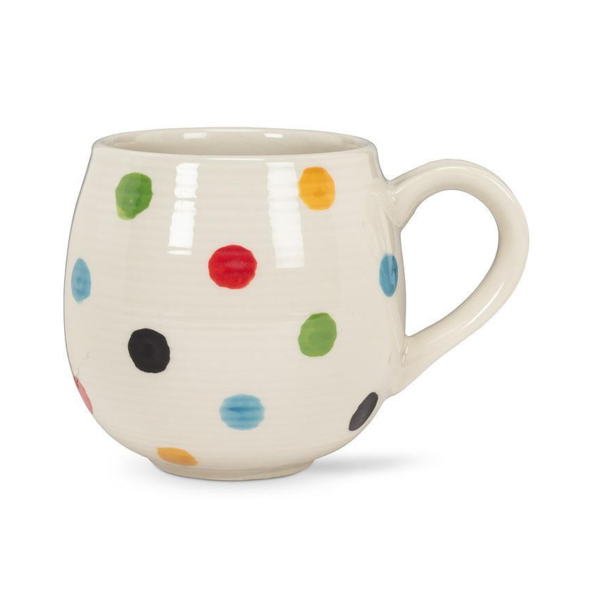 tasse en grès pois multicolores vue complète