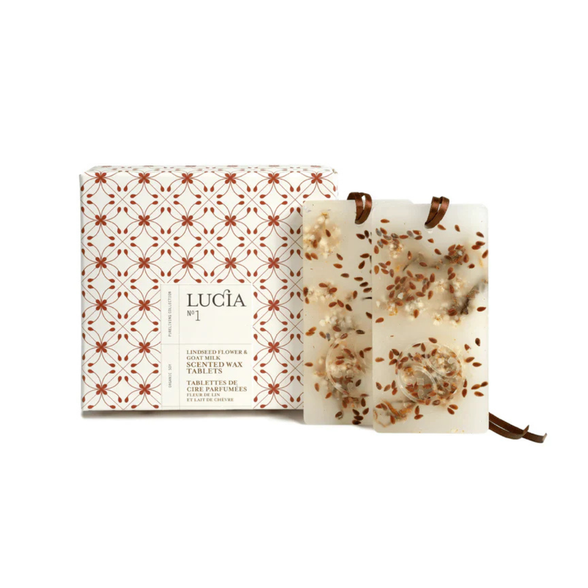 Tablettes de cire parfumée Lucia N°1 vue complète avec emballage
