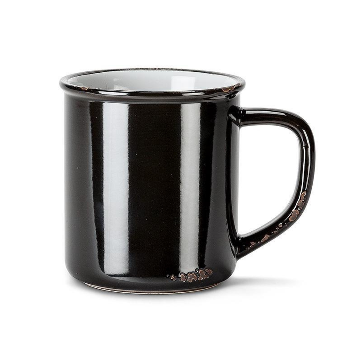 tasse en grès effet émail noir vue complète
