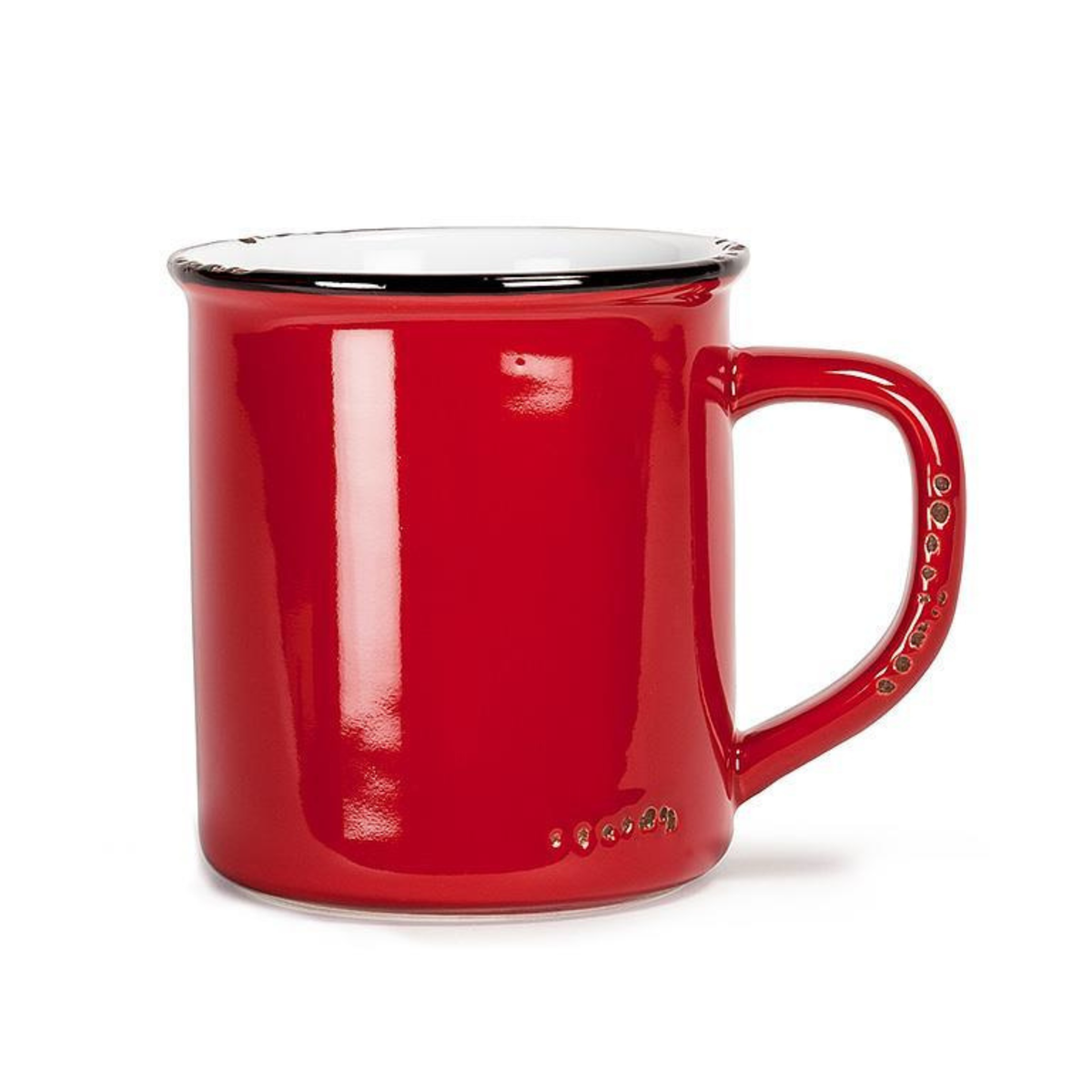 tasse en grès effet émail rouge vue complète

