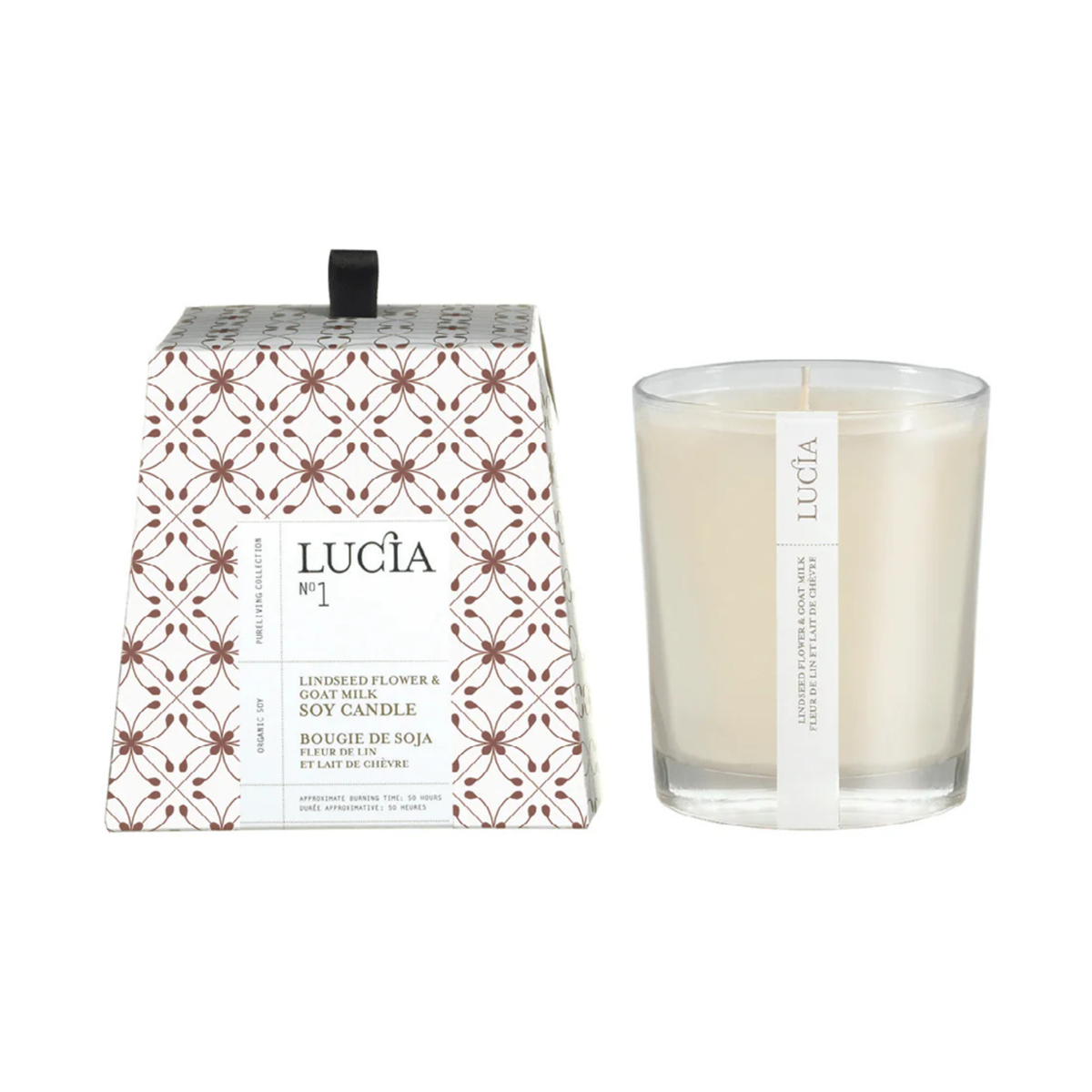 Chandelle votive soja bio fleur de lin et lait de chèvre 50 h – Lucia 