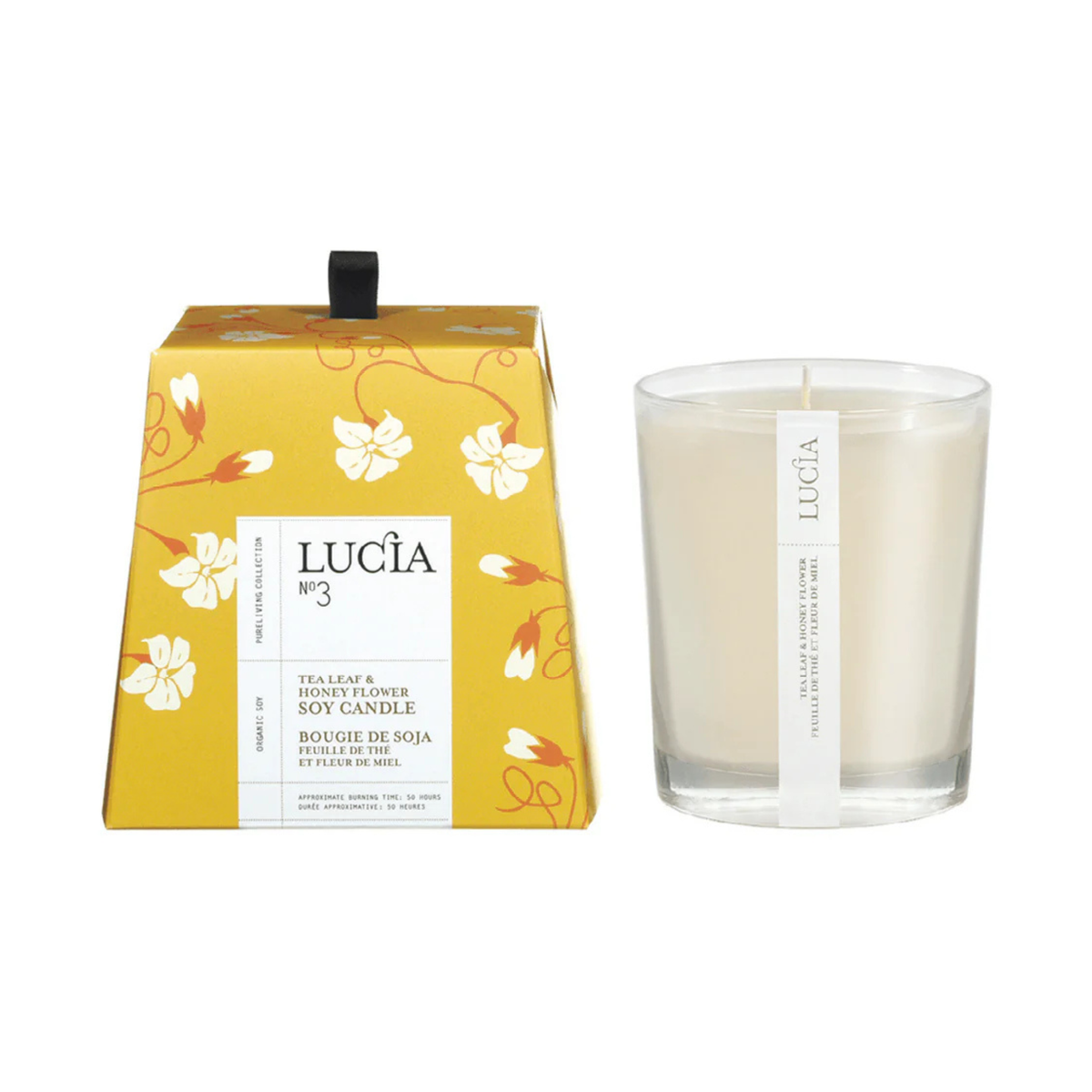 Chandelle votive soja bio feuille de thé et miel sauvage 50 h – Lucia 