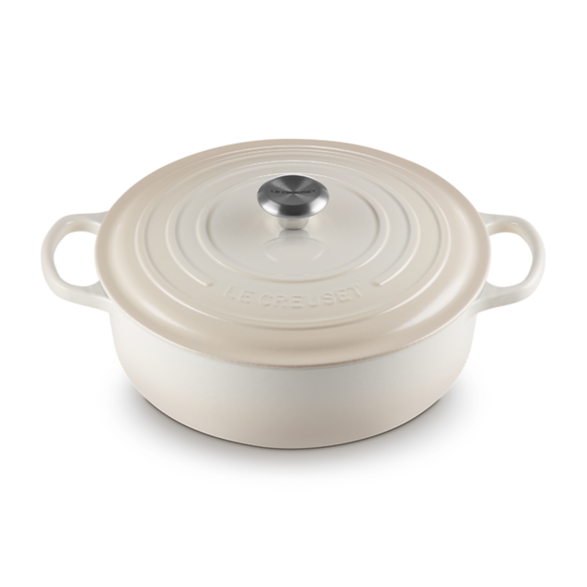 Cocotte ronde basse en fonte émaillée Meringue 6,2 L – Le Creuset