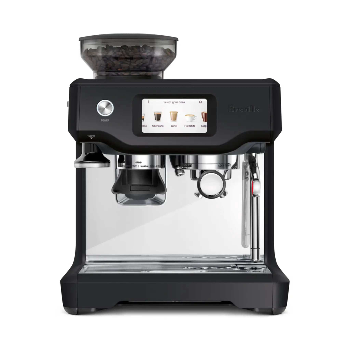 Machine à café manuelle Barista Touch™ Truffe Noire Breville avec écran tactile et moulin intégré