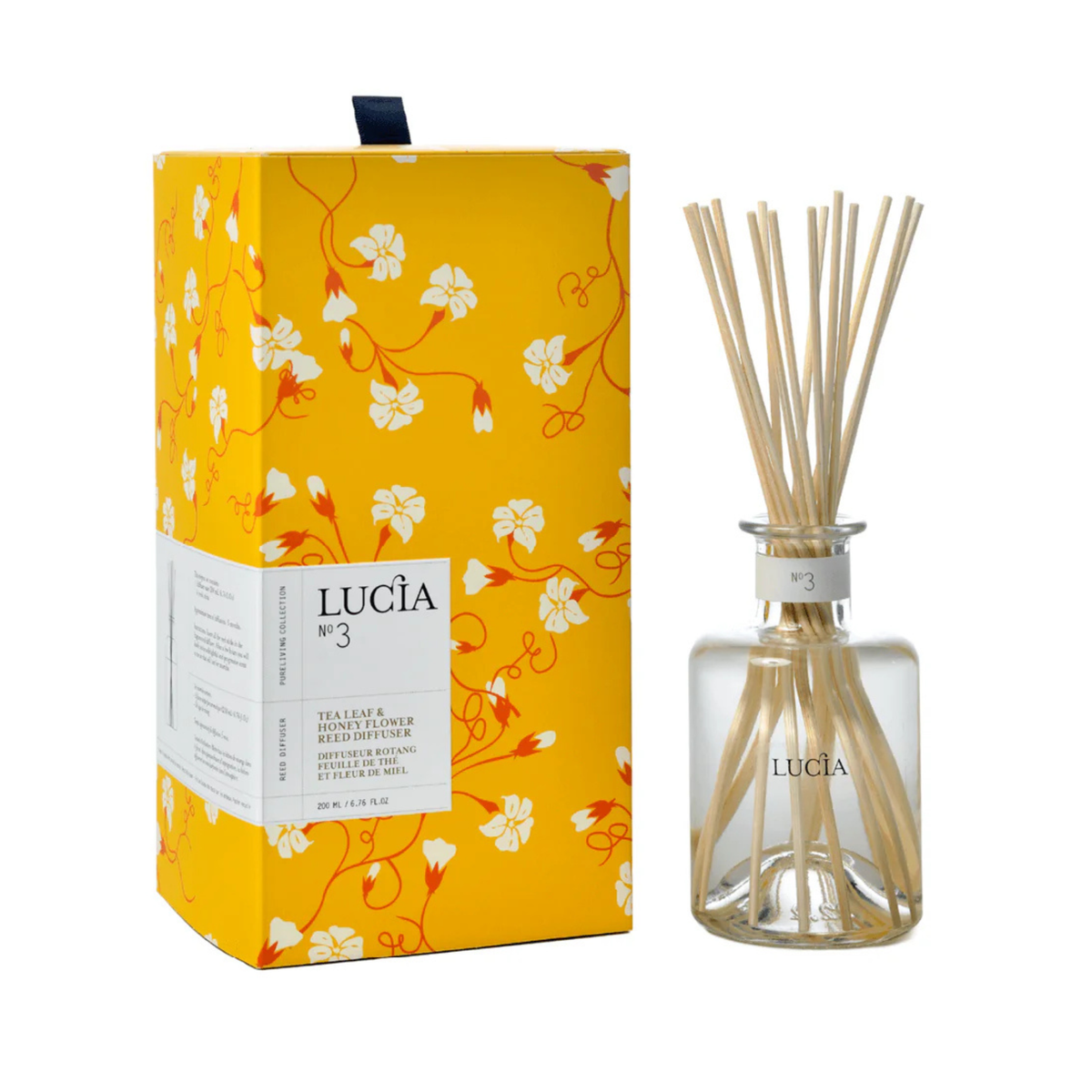 Diffuseur à bâtonnets feuille de thé et miel sauvage 200 ml – Lucia 