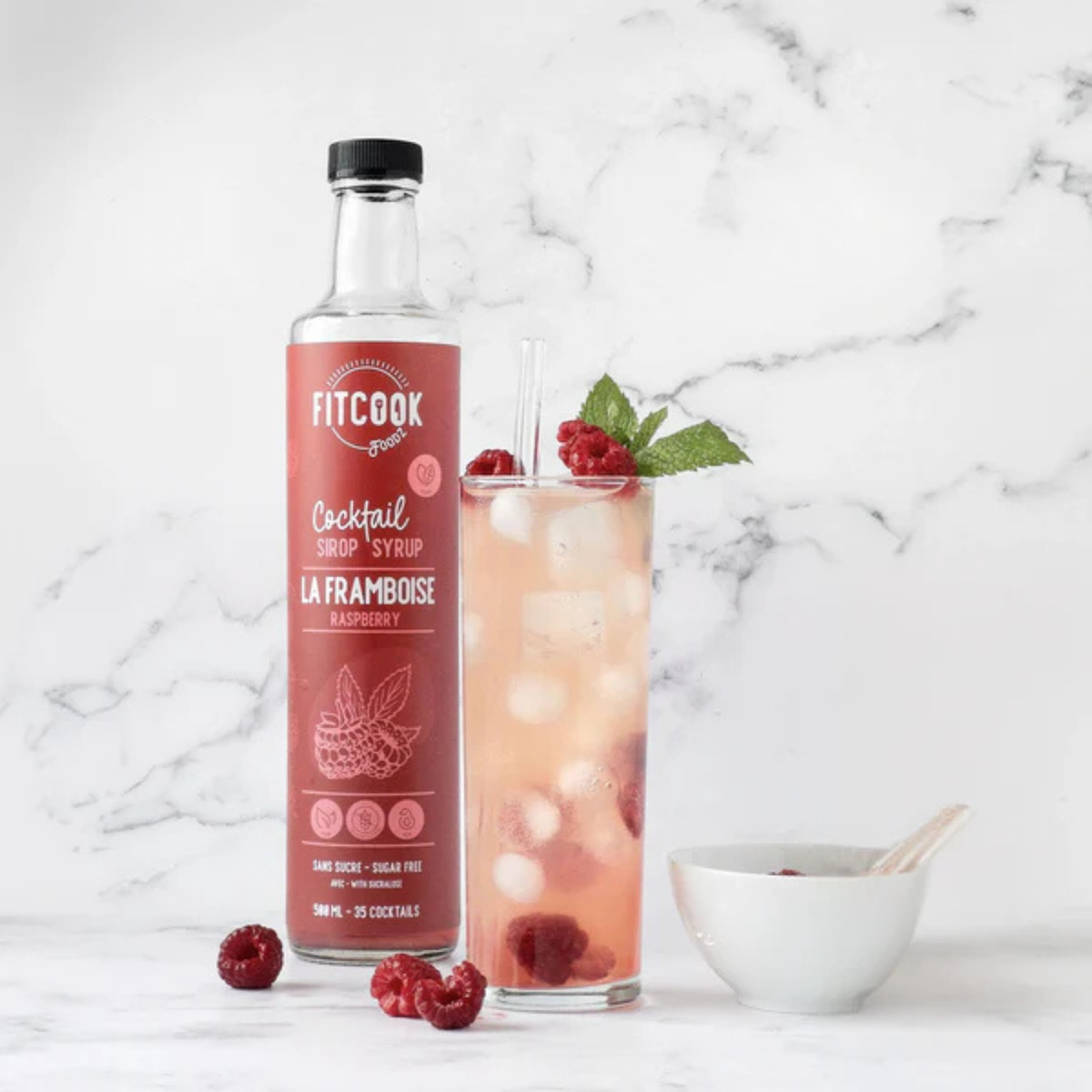 Sirop à cocktail sans sucre à la framboise 500 ml - Le Fit Cook Le Fit Cook