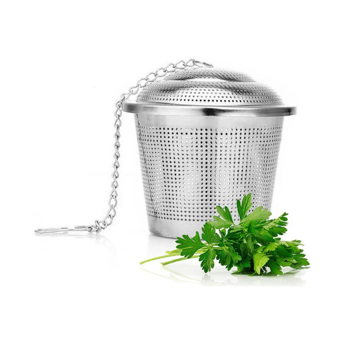 infuseur à herbes acier inoxydable vue de dessus