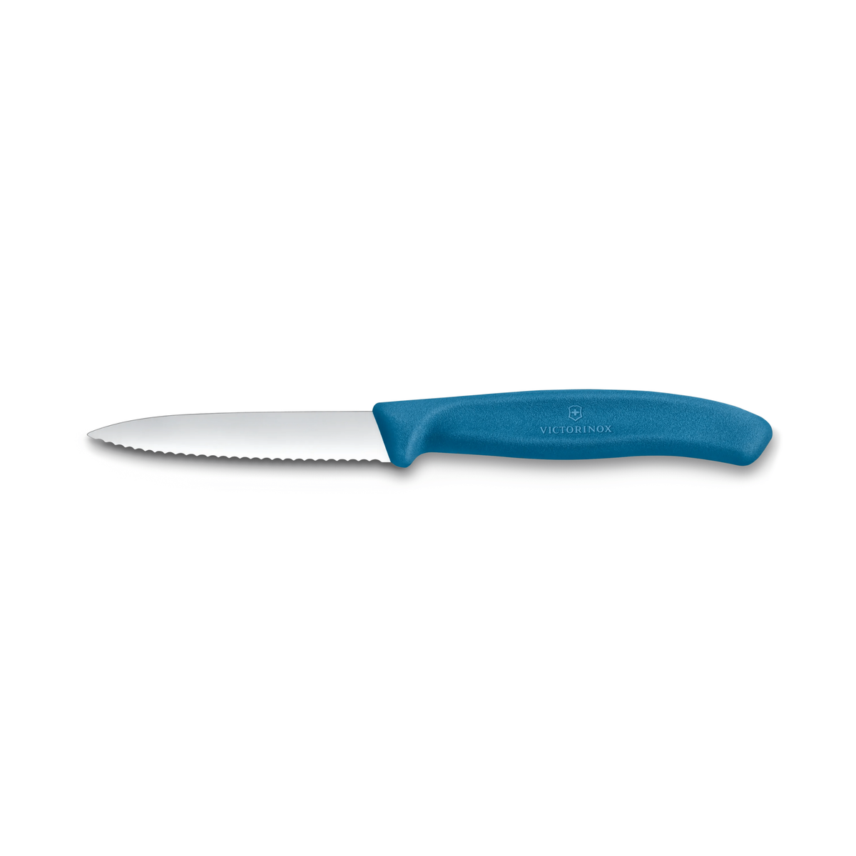 Couteau d’office à lame ondulée Swiss Classic bleu 8 cm – Victorinox