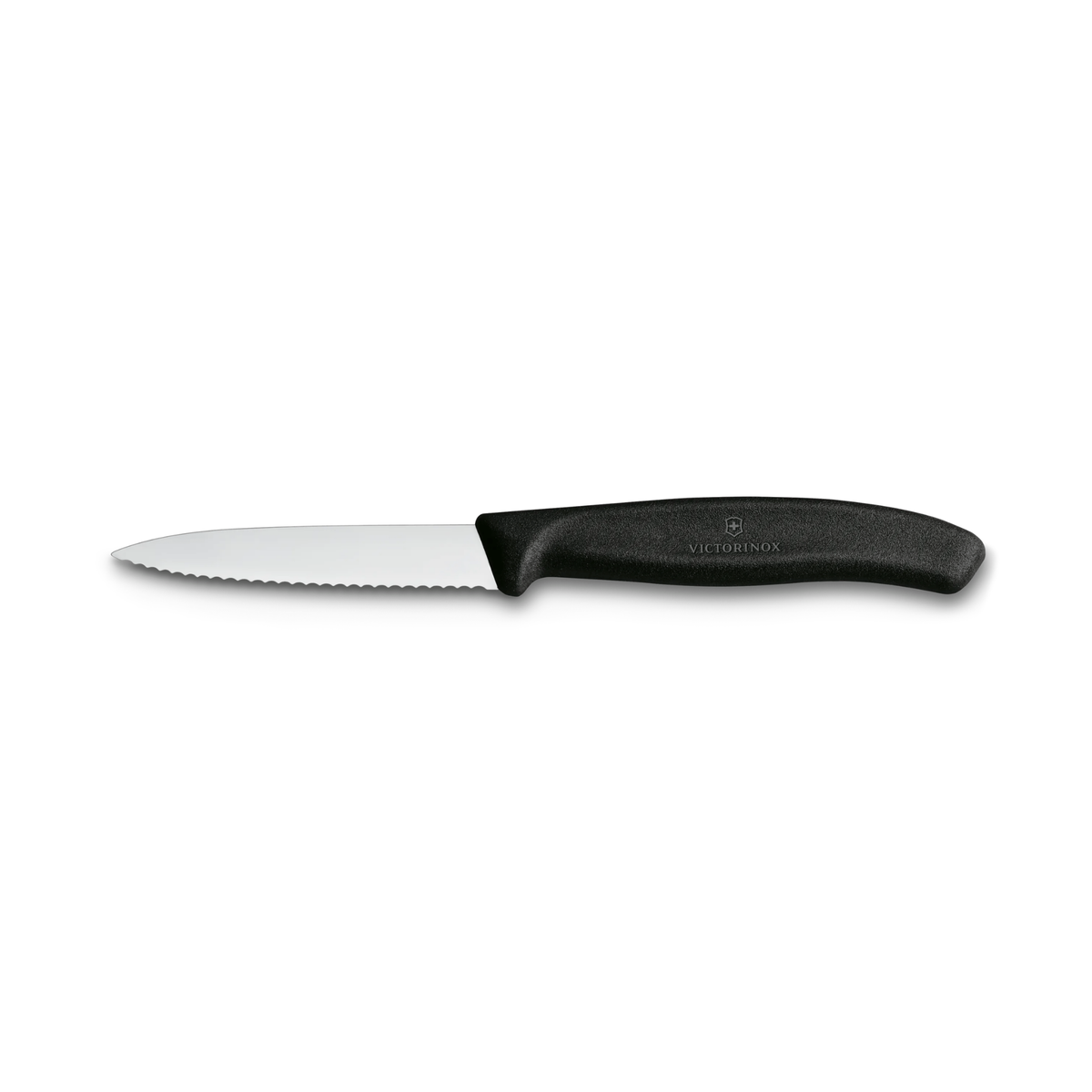 Couteau d’office à lame ondulée Swiss Classic noir 8 cm – Victorinox