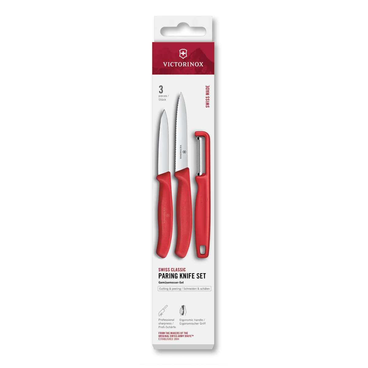 Ensemble de 2 couteaux d’office et éplucheur Swiss Classic rouge 10 cm – Victorinox