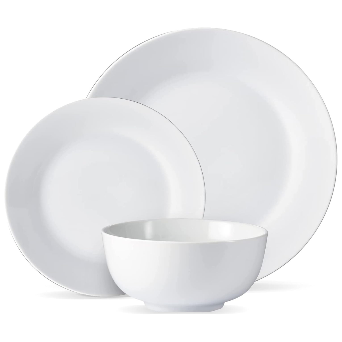 Ensemble de vaisselle blanc Aspen 12 pièces en porcelaine élégante et durable