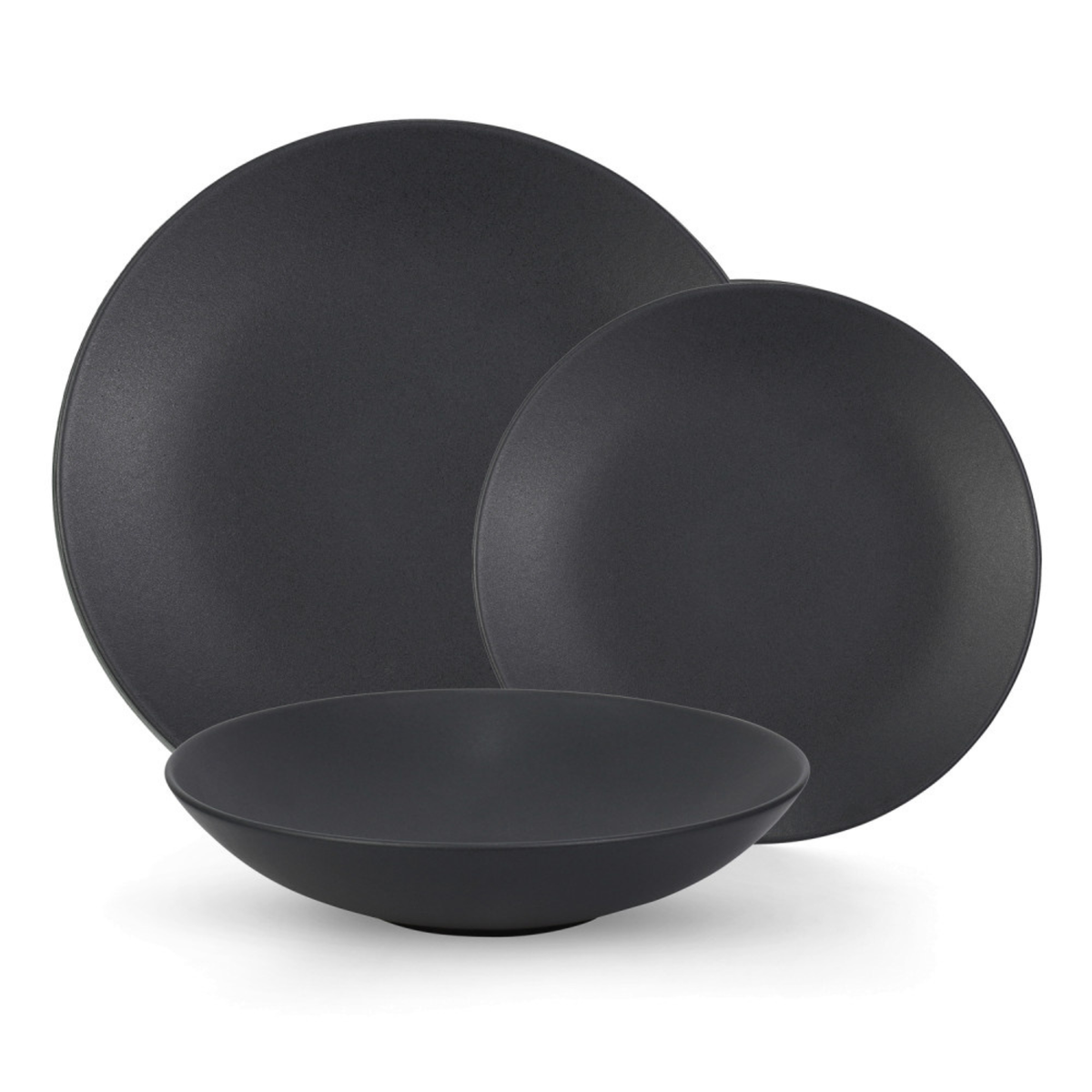 Ensemble de vaisselle en grès noir Granito 12 pièces – Mesa Ceramics