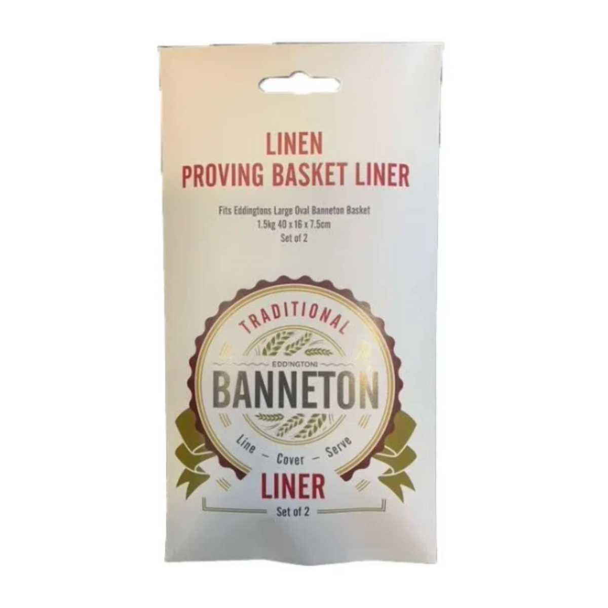 Ensemble de 2 doublures en lin pour panier de fermentation ovale 40 cm Eddingtons