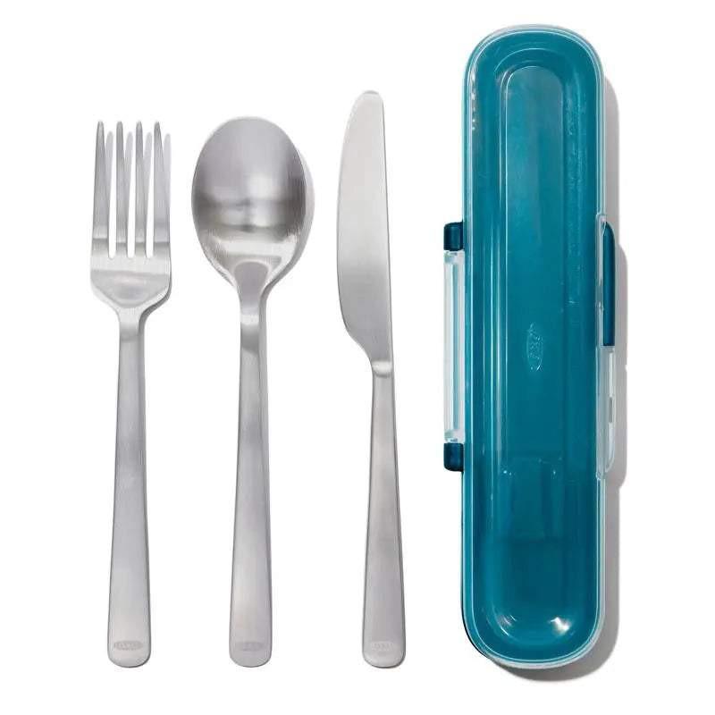 Ensemble d'ustensiles inox 3 pièces avec étui de transport compact oxo