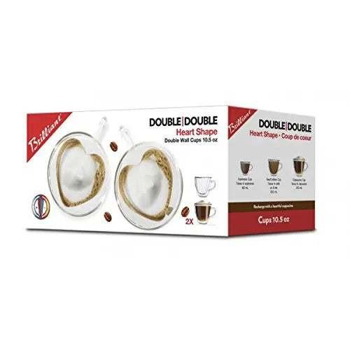 Ensemble de 2 tasses coeur double paroi de 250 ml parfaites pour cappuccino