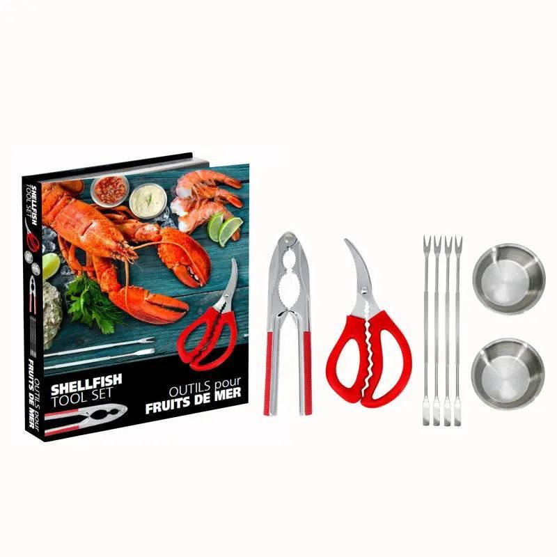 Ensemble 8 pièces pour fruits de mer avec outils et boîte cadeau colorée