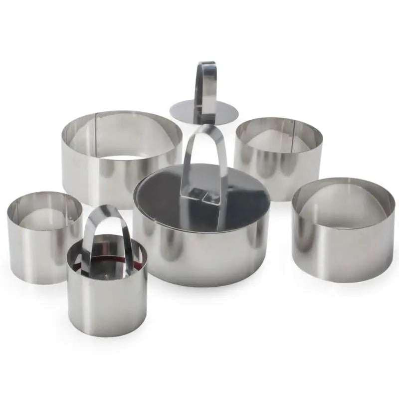 ensemble de moules en inox 9 pièces ronds empilables pour cuisine